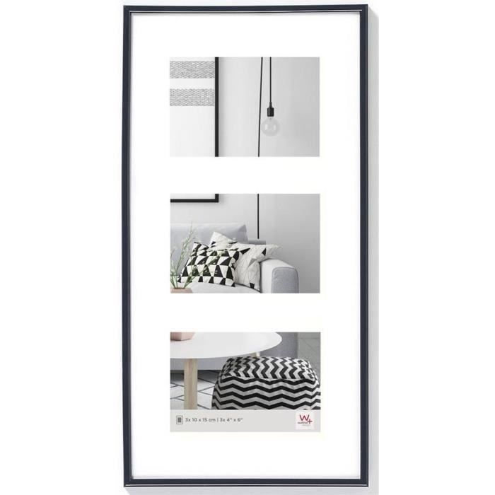 Cadre photo - galeria - multivue - plastique - noir - 3 photos 10x15 cm