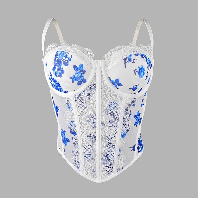 Elegant Fishbone Corset: European & American Style Lace Camisole with Buckle