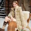 Xiangying Women's Hooded Mid-Length 90% White Duck Down Jacket
