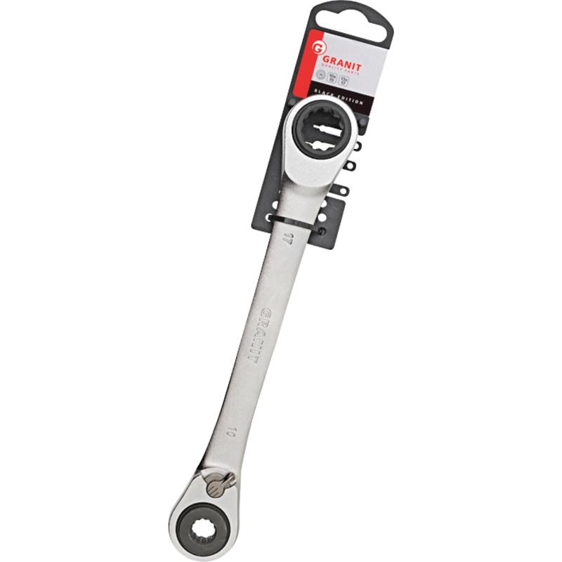 Double-ended Ratcheting Ring Wrench 10x19-13x17