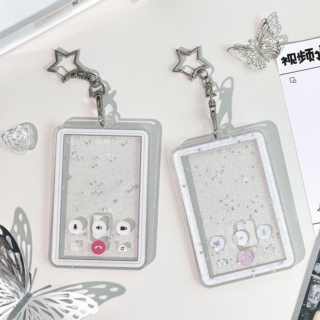 INS Style Video Call Background Po Card Sleeve K-Pop Idol Pocard Holder Protect Case Trendy Girl Card Case with Keychain