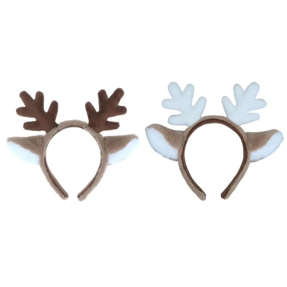 Soft Christmas Headband Fluffy Faux Fur Hairband Deer Ear Hair Hoop Party Headwear Lolita Antler Horn Hairband Hair Accessories
