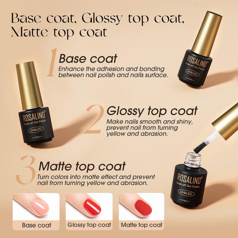 ROSALIND Nail Gel Set Bright Color Soak Off UV Gel Nail Polish Base Top Coat Semi Permanent Nail Polish Gel Polish Varnish Hybrid Nail Art Design