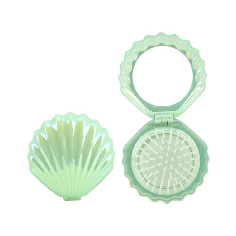 Foldable Mini Comb Featuring Mirror Massage Bristles Lightweight ABS For Women Girls