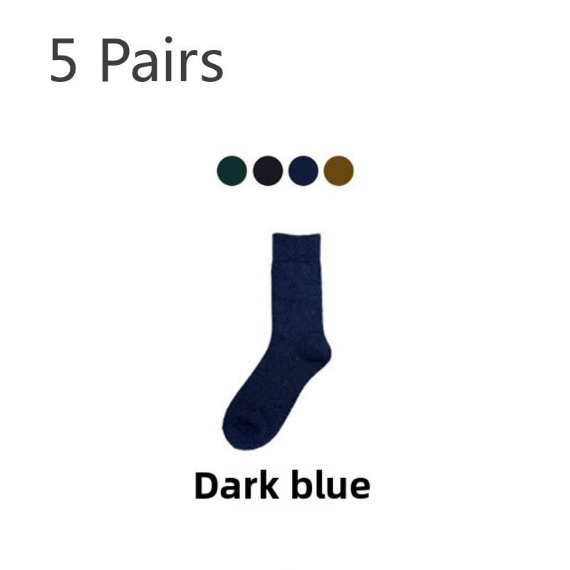 5 Pairs of Women's Autumn and Winter Solid Color Thick Warm Cashmere Hoop Socks
