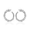 Elegant Leaf Shaped Hoop Earrings for Women Sparkling C Shape Statement Earrings for Party Wedding