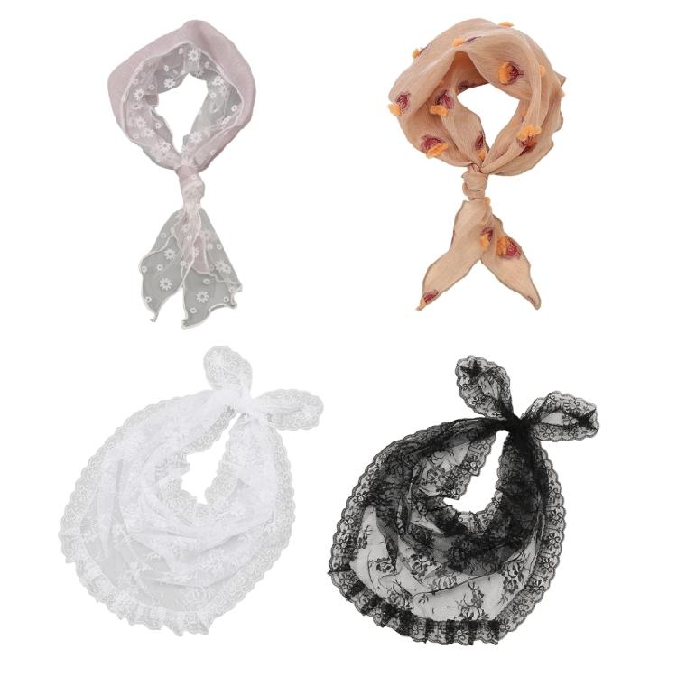 Lightweight Silk Triangular Kerchief Breathable Comfortabel Thin Scarf Lace Headscarf for Women Offer Comfort Fashion