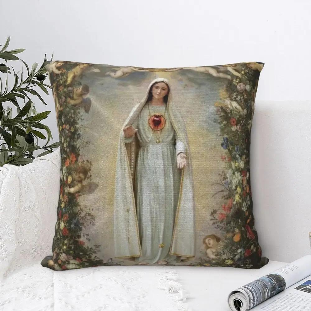 Virgin Mary Heart Of Mary Pillowcase Soft Polyester Cushion Cover Decoration Throw Pillow Case Cover Home Square X