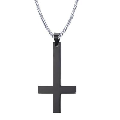 Stainless Steel Inverted Upside Down Cross Necklace Jewelry Inverted Cross Chain Pendant with Chain Necklace with Upside Down Cross