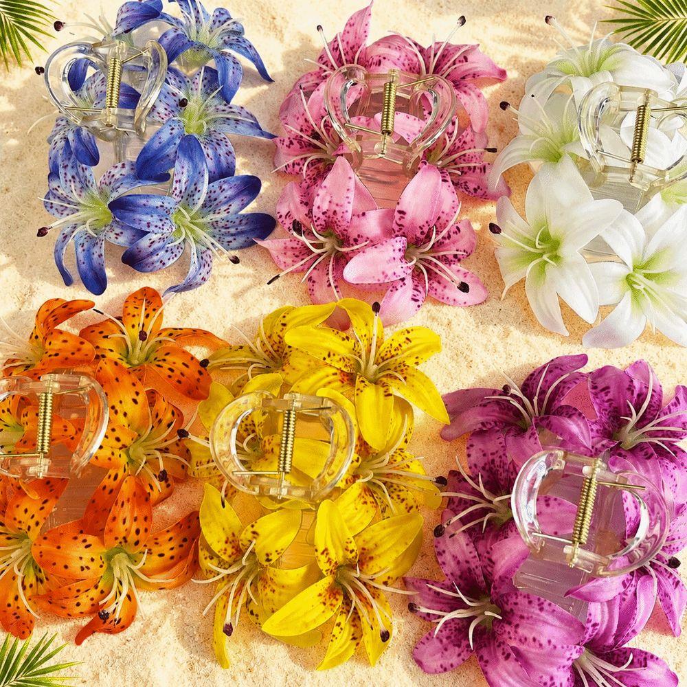 Artificial Floral Hair Claw Simulated Flower Hair Clip Colorful Flower Hairpin  Beach Outfits