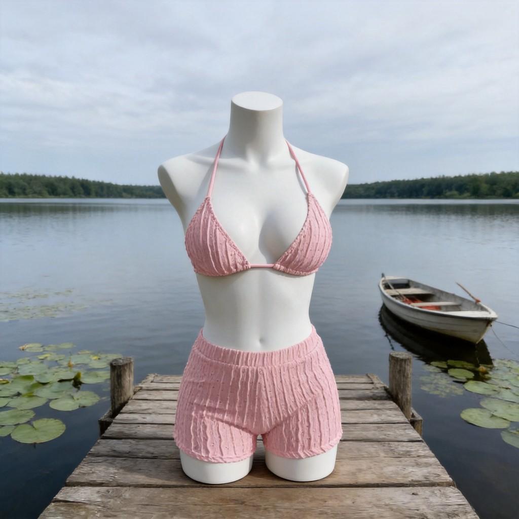 Classic Womens Polyester Bikini Swimsuit With Mesh Panels For Water Sports