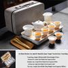 TLAKEHO Suet Jade White Porcelain Travel Tea Set
