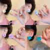 Colored Embroidered Ball Flower Stud Earrings For Women Contrasting Resin Flower Earrings Sweet  Ear Jewelry Accessories