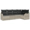 Ensemble de canapé de jardin 5 pièces avec coussins en poly rotin gris clair, Canapé de jardin 2 places avec rangement 3354371