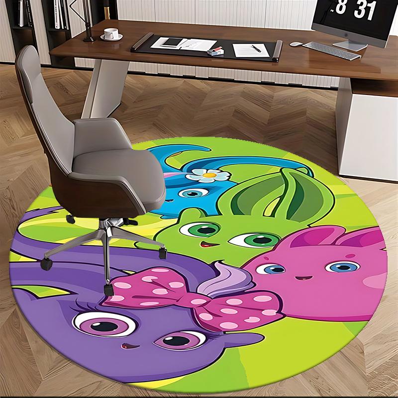 Colorful Cartoon Animal Chair Mat - Round Carpet for Home Decor, Office Use, Living Room