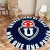 Universidad de Chile Wappen Kreisrunder Teppich Blaue Buchstabenaufdruck Rutschfester Runder Bodenmatten Chile Fußballfan Gaming Stuhl Schlafzimmer Deko Teppich