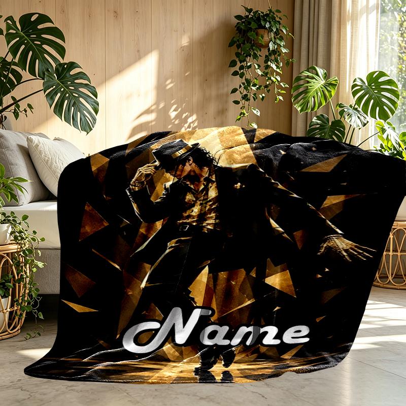 Custom Name Personalized Michael Jackson Print Blanket, Home Decor, Bedroom, Sofa, Camping, Couch, Gifts for Birthday Christmas