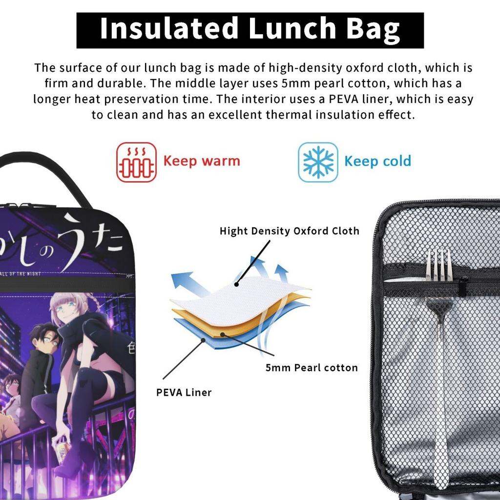 Anime Call Of The Night Insulated Lunch Bag for Kids School Cooler Thermal Food Box Tote Portable Lunch Boxes Container