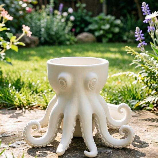 3D Printed Octopus Planter Nautical Octopus Tentacle Flower Pot for Desk Home Decor Ocean Animal Planter for Small Plants
