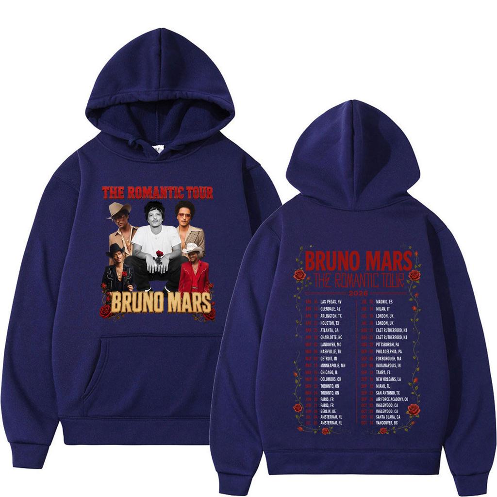 Bruno Mars The Romantic Tour Print Hoodie Man Woman Gothic Punk Sweatshirts Winter Loose Casual Pullover
