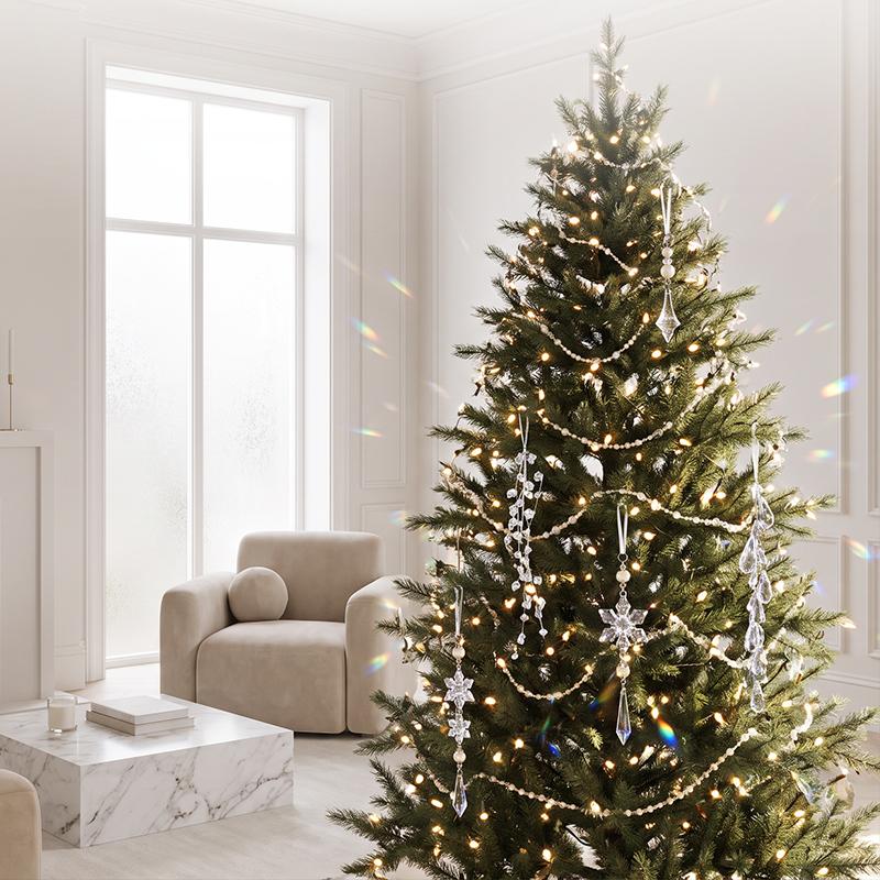 1PC Snowflake Pendants New Year Ice Crystal Shape Home Decor Tree Decoration Christmas Transparent Xmas Gifts Hanging Drop Party