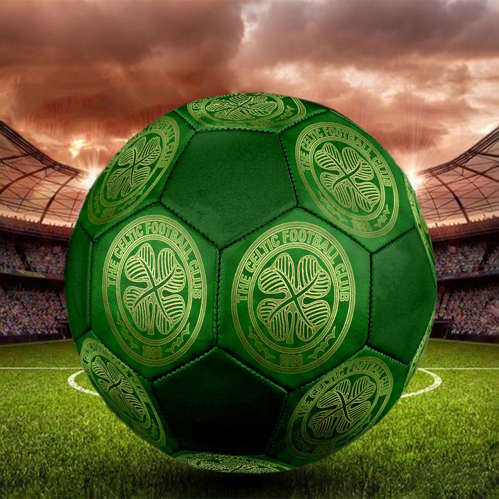 Celtic FC Size 5 Soccer Ball, Machine-Stitched PVC, Durable & High Bounce, All Ages Fit, Fan Merchandise, Matches & Outdoor Use.