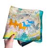 Spring new plain crepe satin horse jungle printing silk square scarf women's fashion versatile mulberry silk scarf