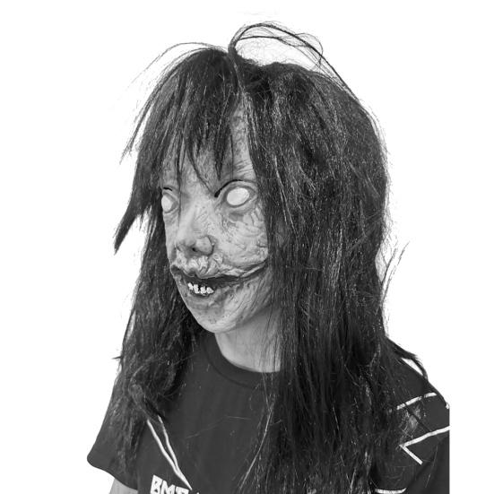 Halloween Horror Grimace Ghost Masque Scary Full Head Latex Zombie Masque with Hair Creepy Halloween Party Cosplay Costume