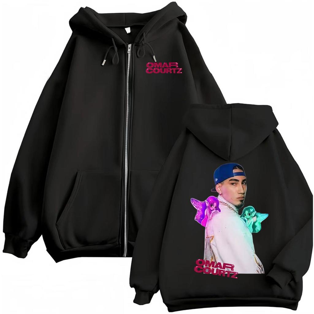 Omar Courtz Por Si Manana No Estoy Tour Zipper Hoodies Men Women Fashion Hip Hop Classic Jacket Sweatshirt Coats Streetwear