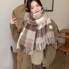 Thicken Plaid Wool Scarf Windproof Men Scarf Soft Winter Cashmere Scarf  Female