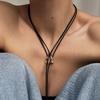 Adjustable Long Black Rope Hollowed-out Love Heart Pendant Necklace Women Men Vintage Charm Jewelry on The Neck Accessories