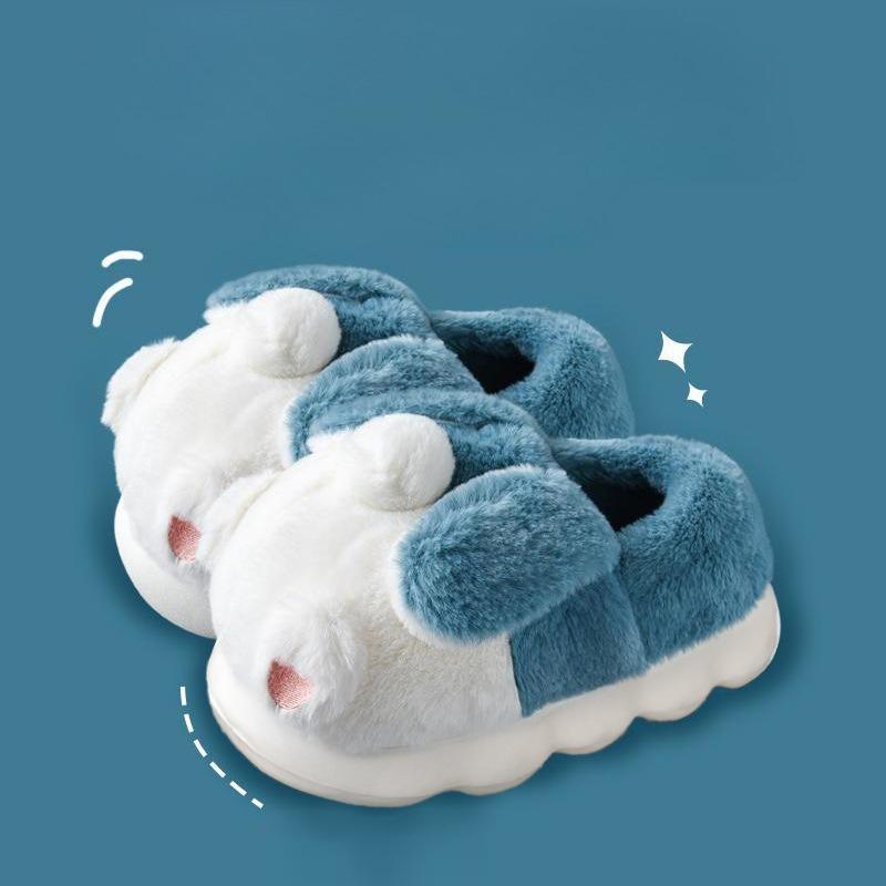 Хлопковые тапочки Женские сумки Милые Нескользящие Толстоподошвенные Теплые Флисовые Уличные Плюшевые Хлопковые Туфли Женские 34-35 синий