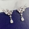 S925 White Gold Plated Teardrop Cluster Earrings with Simulated Diamond