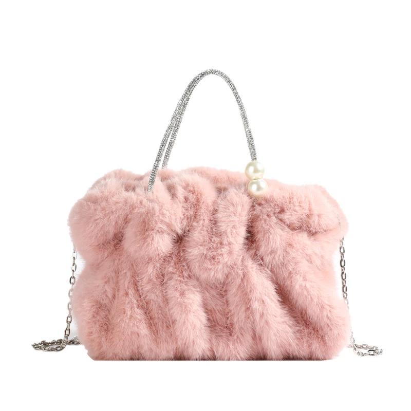 

Изысканные квадратные бархатные высококачественные меховые сумки класса люкс новые простые женские сумки через плечо