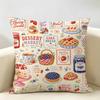 Food Fruits Desserts Puzzle Pattern Cushion Cover Natural Linen Organic Fabric Double-Sided Printing Breathable For Home Decor