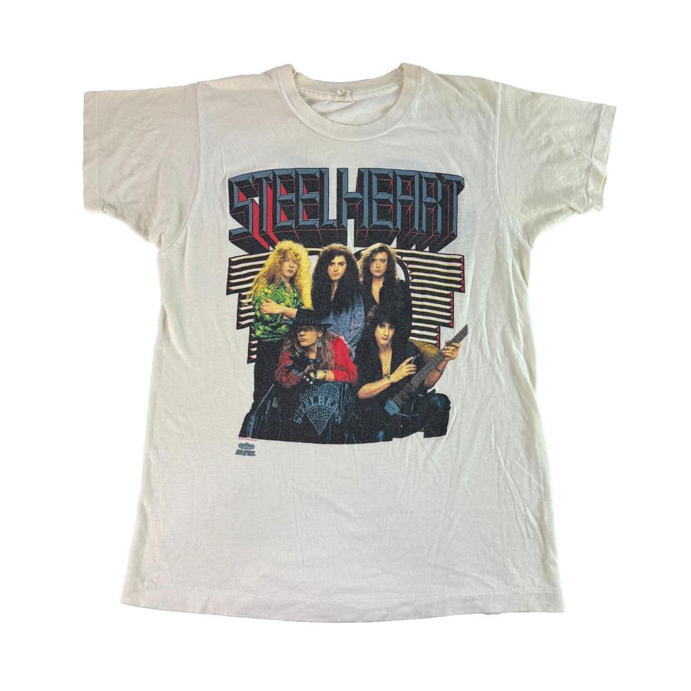 Vintage 90s Steelheart World Tour 1991 White Winterland Glam Band Large Unisex T-Shirt XL