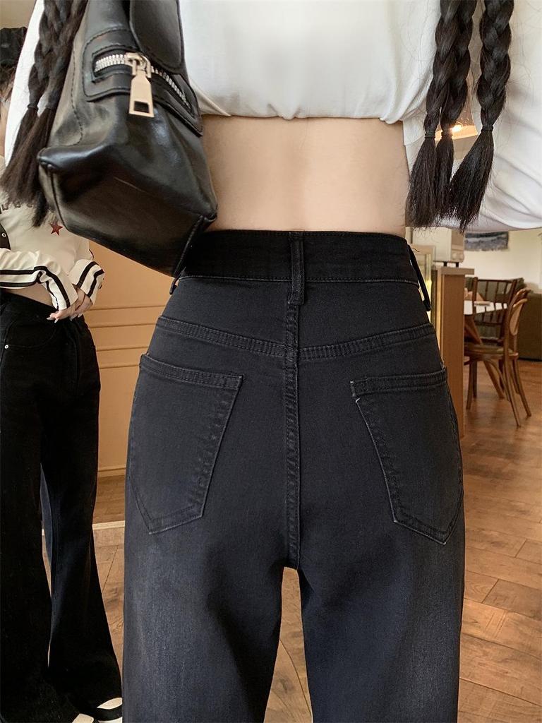 Women's Plus Size High Waist Retro Flare Jeans, Slimming Micro-Horseshoe Design for Spring & Autumn 2024