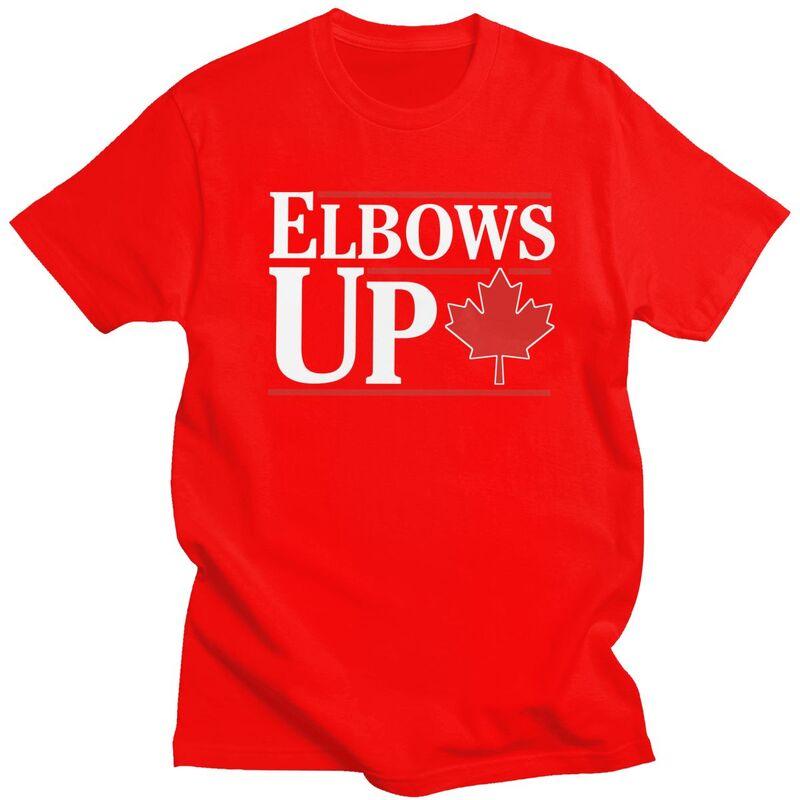 Custom Male Elbows Up Canada Canadian Flag T Shirt ShortSleeve Cotton Tshirts Tshirt Leisure Tee Clothing S