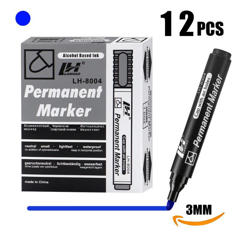 

12Pcs/Box Large-Capacity Marker 10Mm Nib Oil-Based Big-Ended Marker Pen Refillable Waterproof Non-Erasable A7