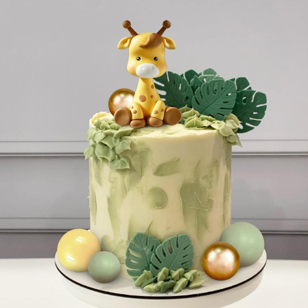 Giraffe Cake Topper Balls Cake Decorations Clay Animal CakeDecoration for WildAnimals Themed Birthday Baby Shower Party Supplies