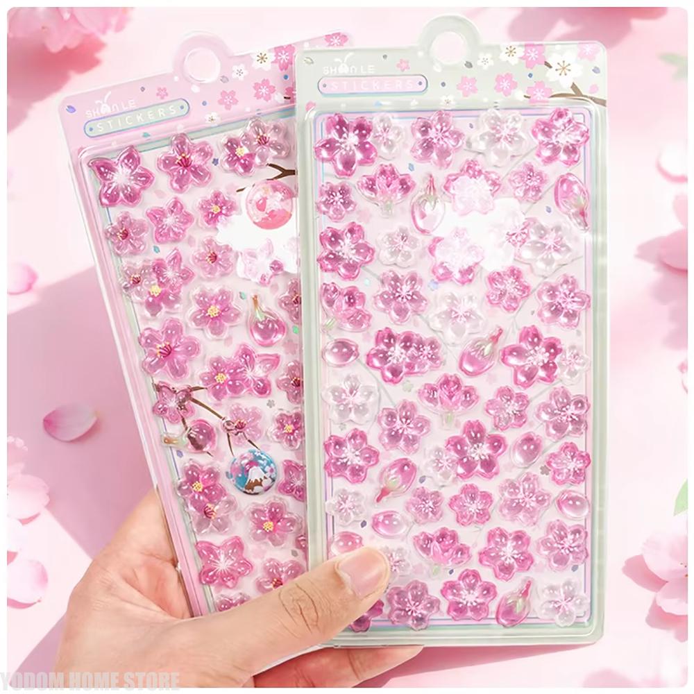 Cherry Blossom Petal Sakura Drop 3D Relief Stickers Scrapbooking DIY Journaling Stationery Diary Decor School Cute Stickers