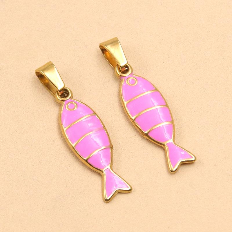 Breloque Poisson Crabe Rayé Or & Émail - Accessoires DIY pour Collier, Bracelet, Boucles d'Oreilles (2 Styles, Acier Inoxydable)