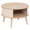 Nysos Round Beige Coffee Table With Sliding Doors Japandi