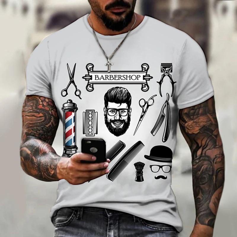 Street Men's T-shirt Hairdressing Pattern Casual Short Sleeve O Neck Fashion Hot Seller Funny 3D Printed Harajuku Hip Hop Shirt