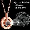 Necklace Pendant Projection Letter Necklace100 Languages "I Love You" Necklace Jewelry For Lover/Girlfriend Cute Accessories 1PC