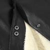 Women's Winter Fleece-lined Leather Jacket Mid-length Turn-down Collar PU Leather Jacket