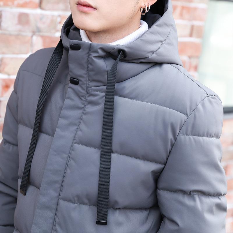 Large Size Men's Jacket Men's Cotton-padded Jacket Medium and Long Casual Hooded Cotton-padded Jacket Men's Thickened Jacket