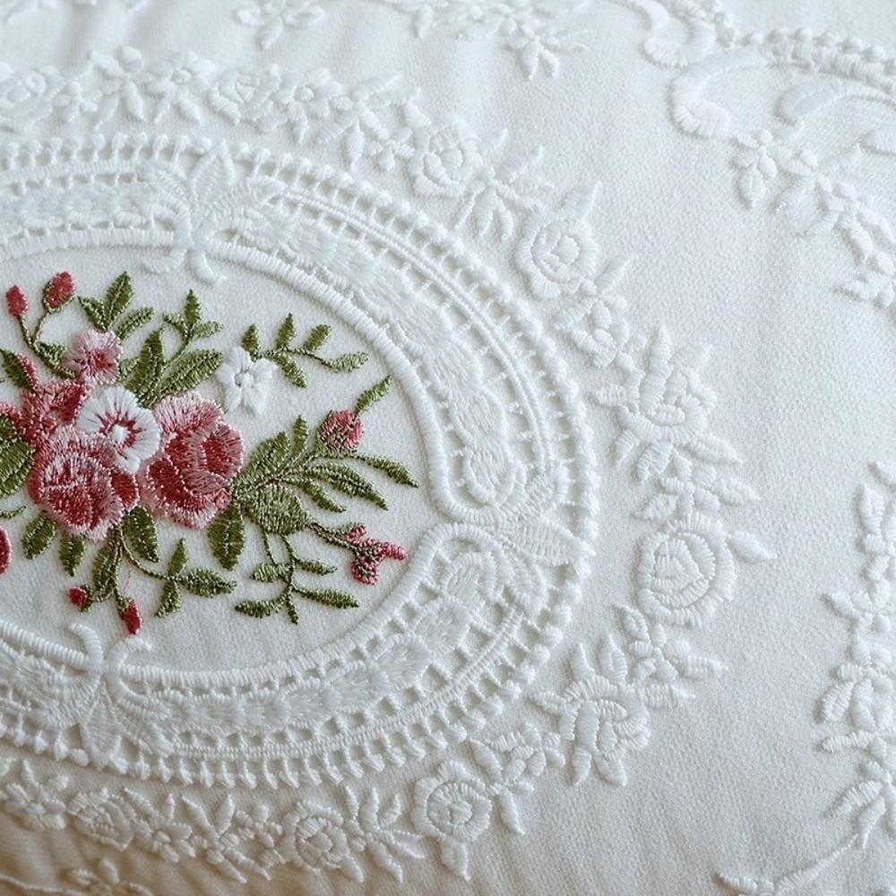 New Embroidered Pillow Cover French Lace Washable Cushion Cover Comfortable with Lotus Frill Soft Pillowcase