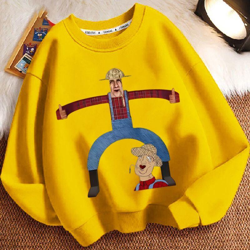 Children's Casual John's Farm Hoodies for Autumn and Winter, Loose Long-sleeved Hoodies for Boys and Girls