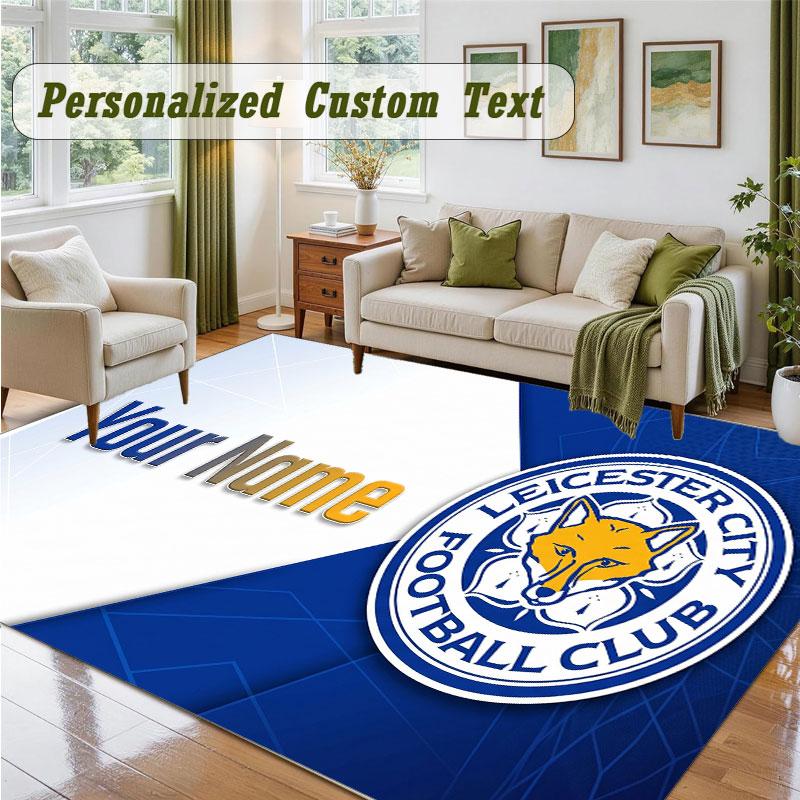 Crystal Velvet Square Rug Custom NameLeicester City Pattern Non Slip Home Floor Decor Rug